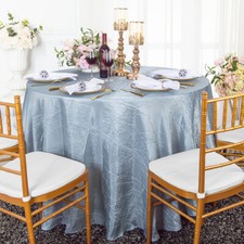 Wedding Linens Inc. 90" Taffeta Crinkle Crushed Round Tablecloths Table Covers