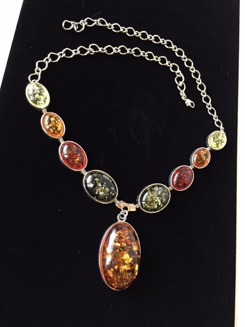 Beautiful Statement Silver Tone MultiColor Amber … - image 4