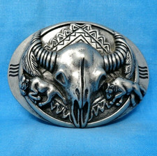 Bison Skull Belt Buckle Cowboy Hunter Sportsman Native American Style .MMR121