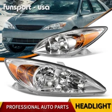 Headlights Assembly for 2002-2004 Toyota Camry Chrome Amber Corner Headlamp Pair