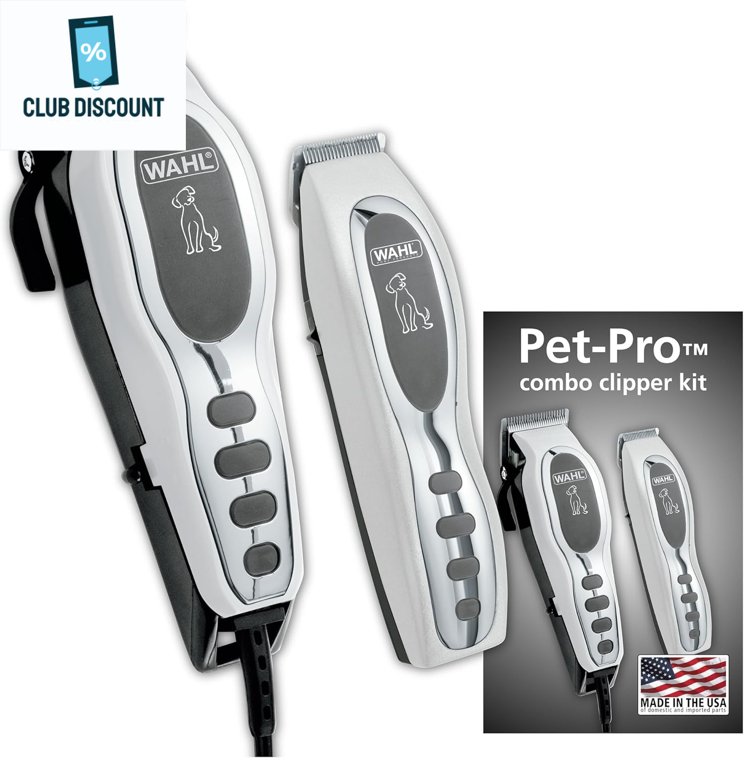 Wahl Pet-Pro Corded Clipper & Battery Trimmer Pet Grooming Combo Kit for Dogs wi