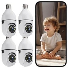 4PCS 5MP Wifi E27 Bulb Surveillance Camera Night Vision Zoom Audio Home Security