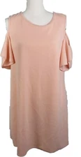 Womens Dress Cold Shoulder w/ Butterfly Sleeves Keyhole Back Peach Size S