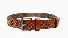 Beck Sondergaard Leather Studded Belt Warm Cognac 36 NWT 153