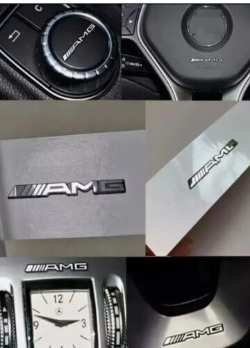 4x AMG Logo Für Mercedes Benz Emblem Aufkleber Lenkrad Lautsprecherboxen Konsole - Picture 2 of 4