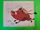 WALT DISNEY'S  LION KING HAND PAINTED PRODUCTION CEL & DRAWING COA TIMBA PUMBAA