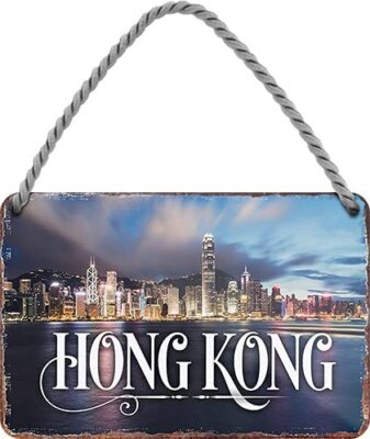 Blechschilder Städte/Reiseziele ''Hong Kong  Deko Geschenkidee Mann Frau