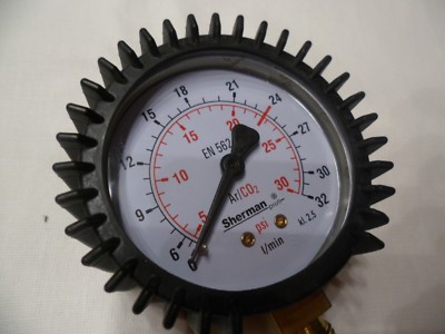 Manometer für Druckminderer 16 bar Argon  / CO2 Schutzgas G1/4''  mit Gummischutz