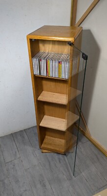 残り1点　ICO アメリカ製 木製 回転式 CD ラック アンティーク Vintage Oak Wood Rotating/Spinning CD Storage Tower Floor Rack