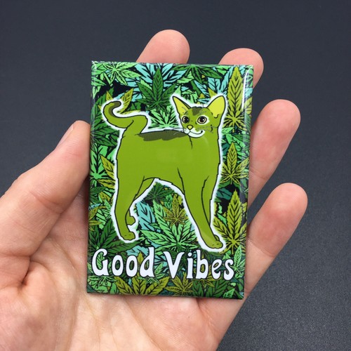 Imán de cannabis para gato verde divertido 420 marihuana gatito hierba cocina decoración del hogar - Imagen 9 de 12