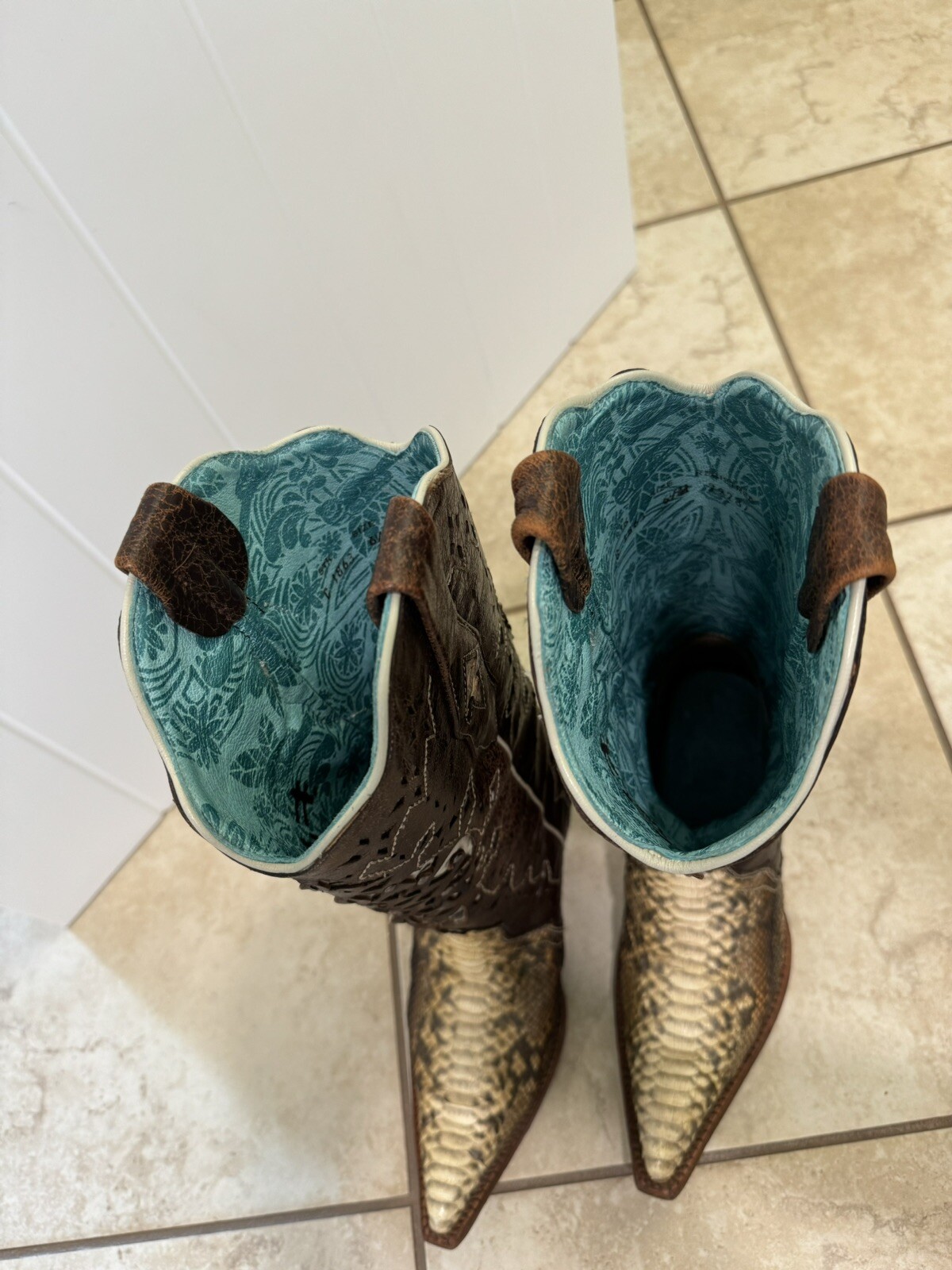 Corral Boots Genuine Python Snake Leather Western… - image 15