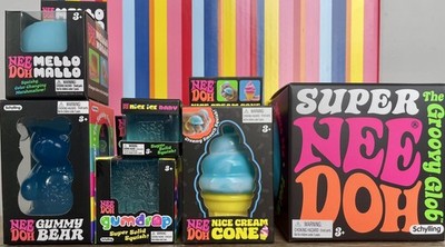 NeeDoh 6pc BLUE BUNDLE Mello Mallo, Super Glob, Nice Cream, Gummy Bear, Gumdrop+