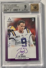 2020 Panini Luminance YR One Signatures Joe Burrow PURPLE ON CARD BGS 9 AUTO 10