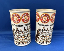 2 PITTSBURGH STEELERS IRON CITY BEER CAN CANS 1975 SUPER BOWL TERRY BRADSHAW