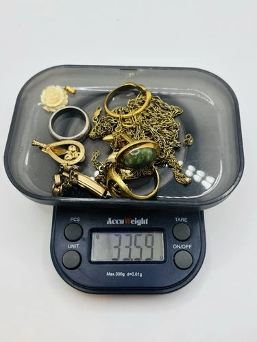 Vtg Gold Filled GF Jewelry Scrap Lot Over 33 GRAMS Art Deco Chain Rings Pendants