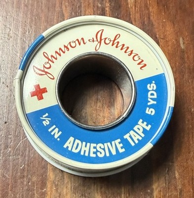 Vintage 1960's Johnson and Johnson First Aid Adhesive Tape Metal Spool Used