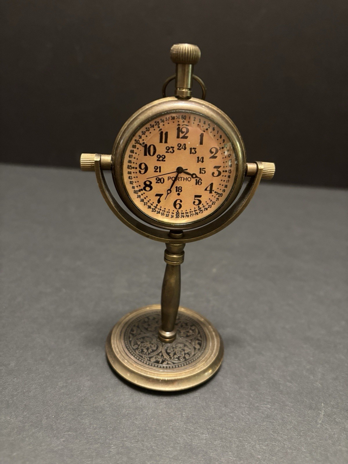 Style Table Swing Clock Pocketwatch Stand Watch Desk Antique Portho Brass - VintageWatches.PK Style Table Swing Clock Pocketwatch Stand Watch Desk Antique Portho Brass - vintagewatches.pk