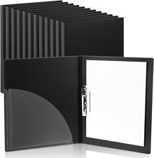 12 Pack Punchless Clamp Binder Folder 8.5 x 11 Inch Ringless Binder Black