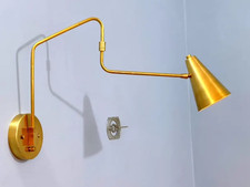 Italian Stilnovo Style Brass Swing Arm Wall Sconce - Mid Century Modern