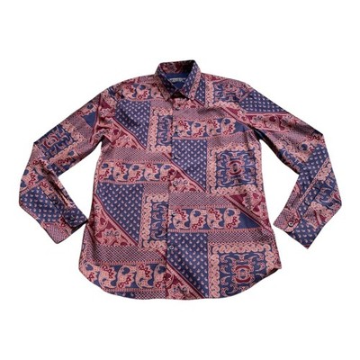 HAMMOND AND CO Von PATRICK GRANT Paisley Hemd M Lila Blau Mod Jazzy Print