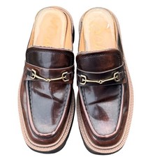 Sam Edelman Laurs Horsebit Loafer Mules Brown Leather Lug Sole Shoes Womens 6M