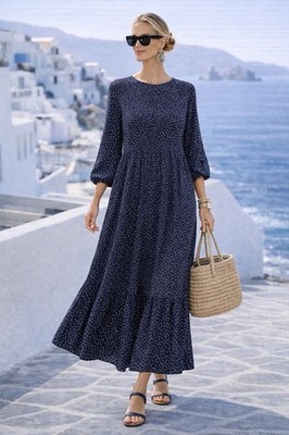 Esprit Kleid Viskose Damen Lang Sommerkleid Freizeit Büro Neu Urlaub 36