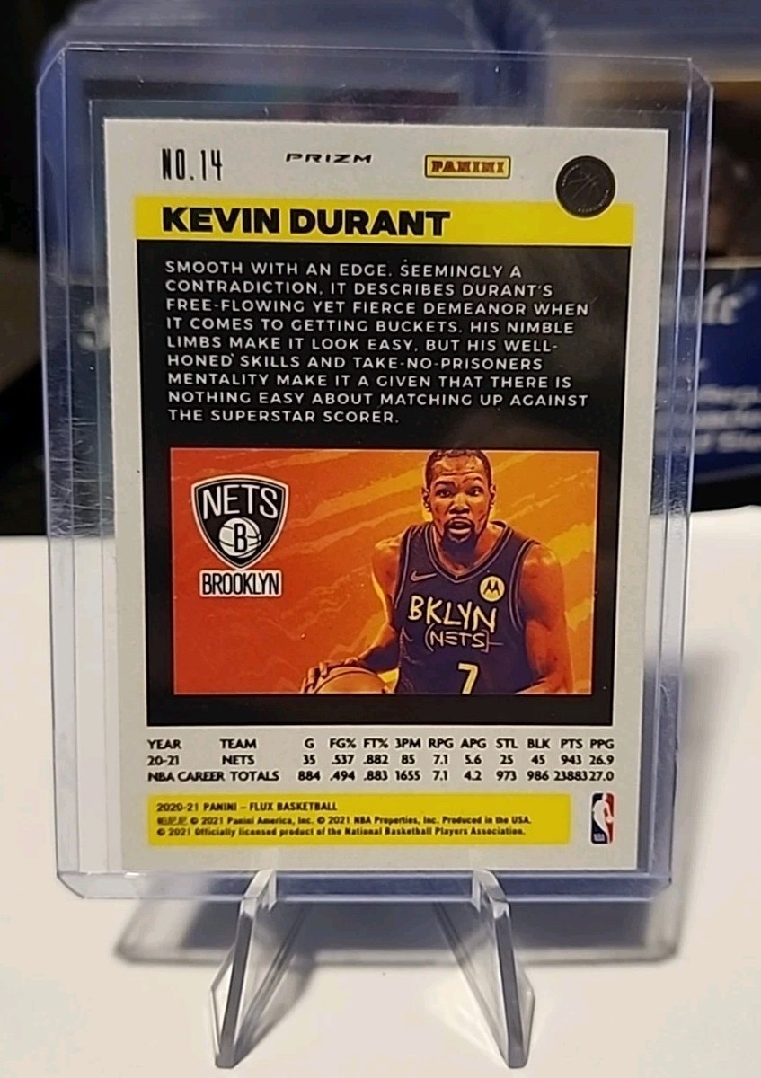 Kevin Durant 2020 Panini Flux Blue Prizm #14 Brooklyn Nets