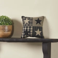 Black Check Star Pillow 6x6 VHC Brands