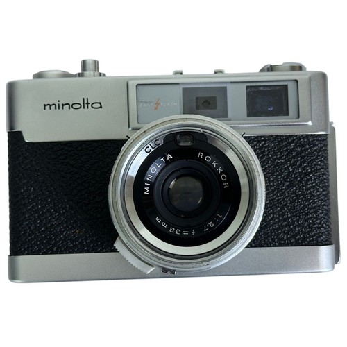 Vintage Minolta AL-F 35mm Rangefinder Camera Rokkor 38mm f/2.7 w/Case Tested