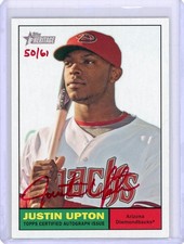 2010 Topps Heritage Red Ink Real One Autograph #ROA-JU Justin Upton No 50 of 61