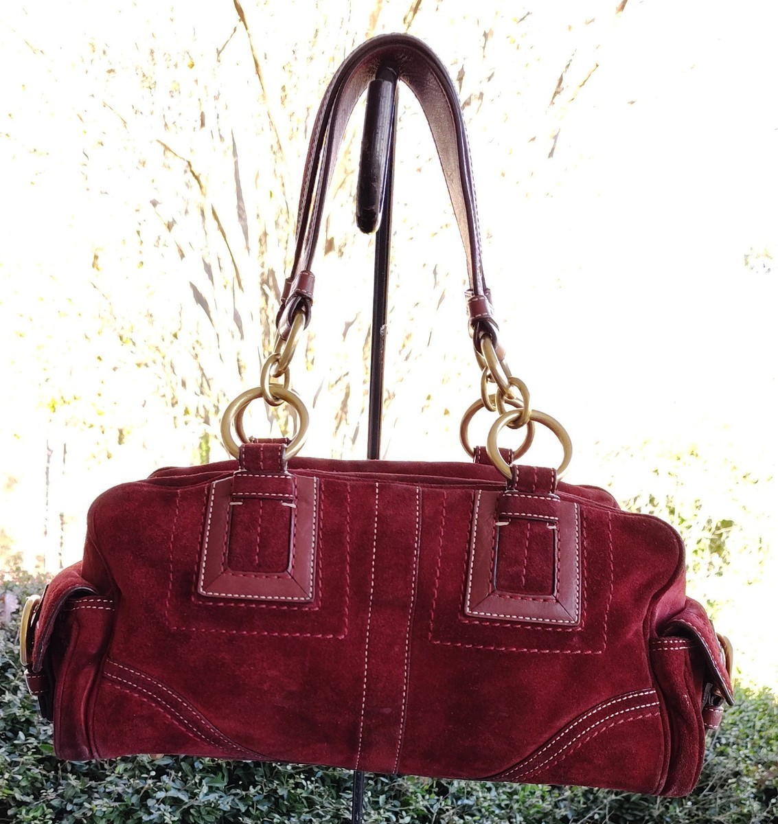 Coach SMALL 10061 Vintage Mia Soho Y2K Burgundy Suede Satchel Bag
