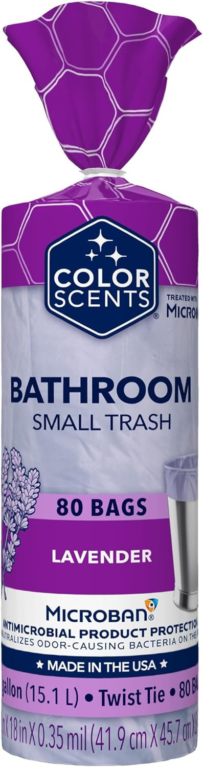 Color Scents Small Trash Bags - 4 Gallon, 80 80 Count (Pack of 1), Purple