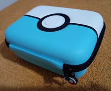 POKEMON CARD CASE 6"x5"x3" Blue Hard Shell Zipper Storage Carrying Box TCG Game