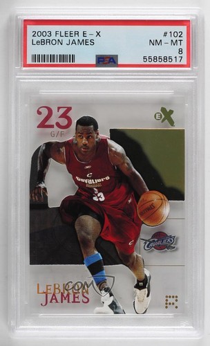 LeBron James #102 card from 2003 Fleer E-X