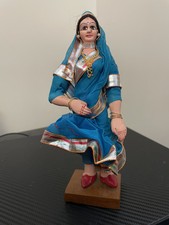 Vintage Handmade Indian Woman Doll in traditional dress 8" tall