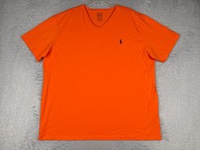Polo Ralph Lauren Shirt Men 2XL XXL Orange V-Neck 100 Cotton Short Sleeve