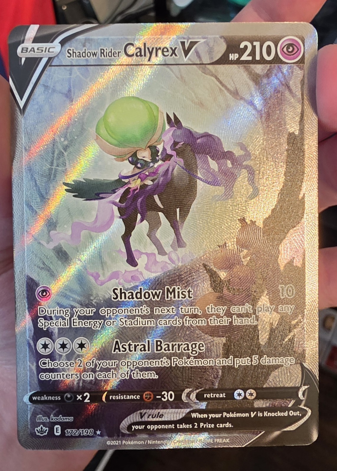 Shadow Rider Calyrex V 172/198 Chilling Reign Alt Art Full Art Pokemon TCG