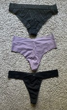 NWOT Victoria s Secret Lot Of 3 Thong Cheeky Panties Black Purple Size XL