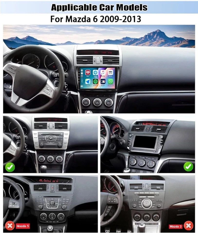 9" Para Mazda 6 2009-2013 Android 15 Apple Carplay Coche GPS Radio Estéreo WIFI BT Foto 3 de 4