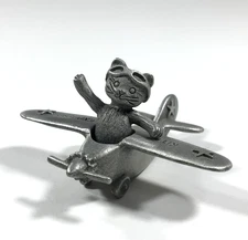 Spoontiques Kitty Express Cat Airplane 1988 Pewter Miniature Figurine Trinket