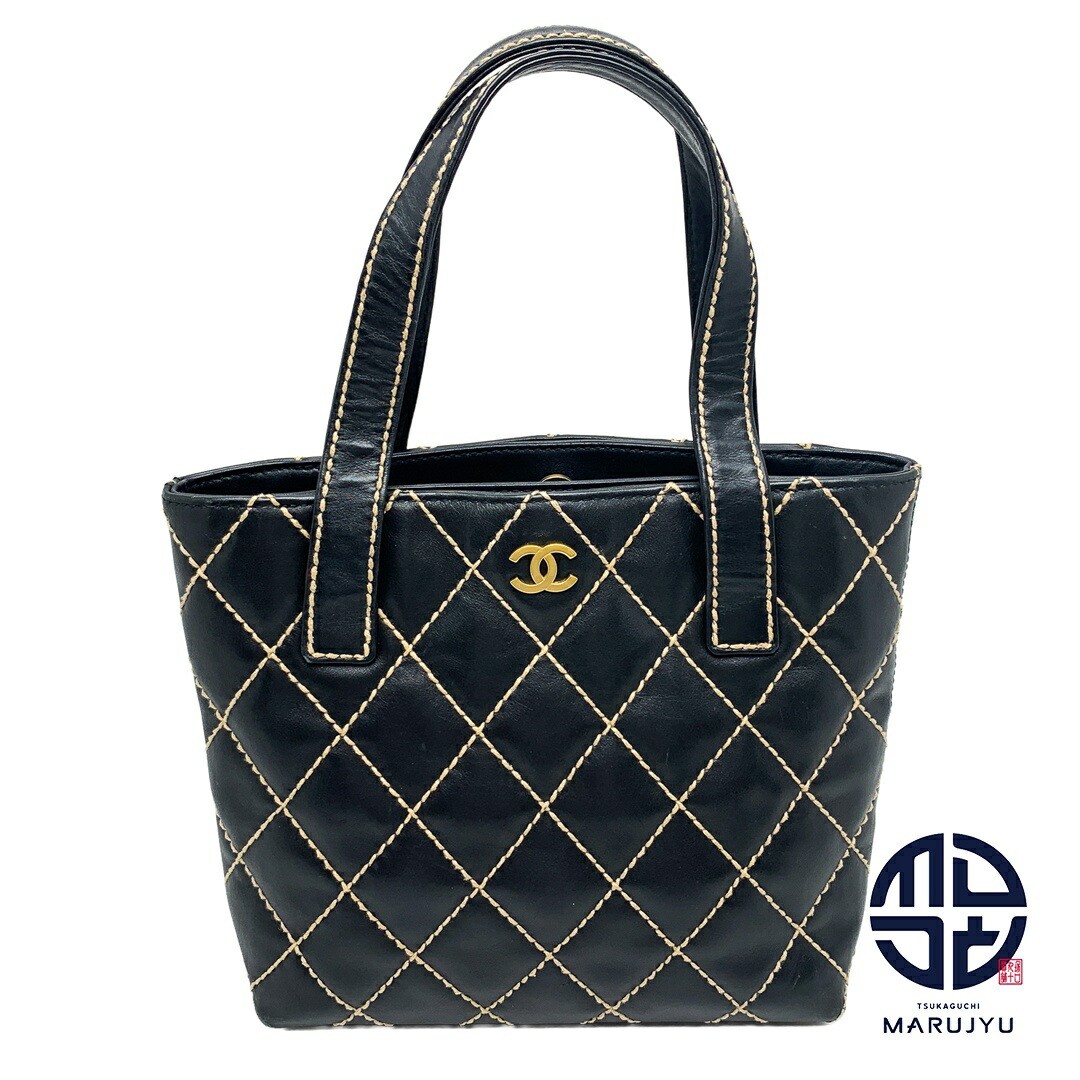 Chanel Black Leather Wild Stitch Tote Bag Preowned