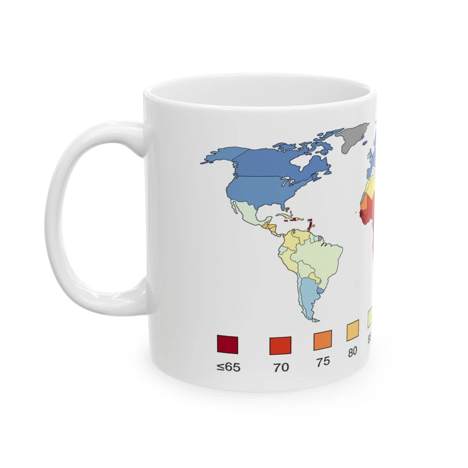 STICK-BUZZ World Ranking of Countries Map, Average National IQs, World IQ Scores Mug