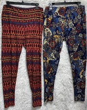 LuLaRoe Leggings Women's Size TC Multicolor Buttery Soft Stretch Pants Lot of 2