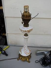 New ListingVintage P&A Victor White Milk Glass Hand painted Gold Base Brass table lamp