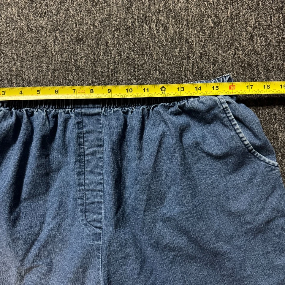 Pantalones cortos vintage Bon Worth cintura elástica tiro alto bolsa de papel para mujer - talla XL azul Foto 3 de 4