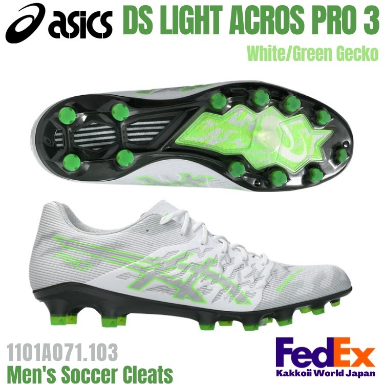ASICS Soccer Cleats DS LIGHT ACROS PRO 3 White/Green Gecko
