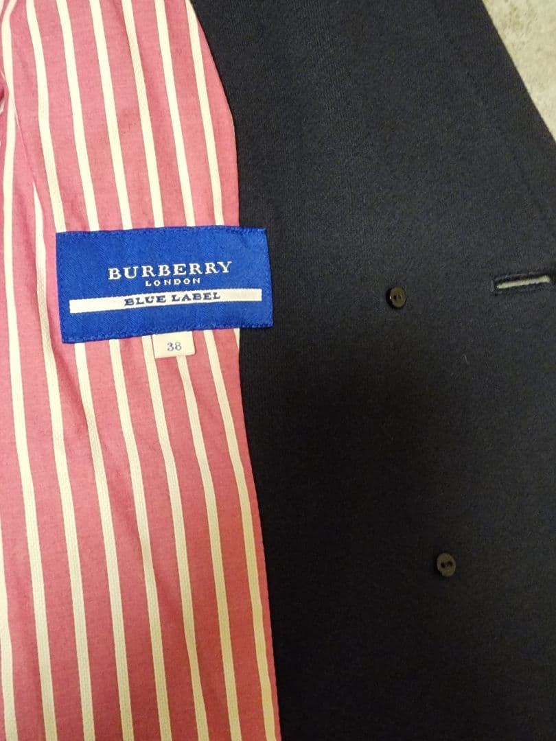 BURBERRY BLUE LABEL Nova Check Trench Coat Women Size 38 Navy stripe From Japan thumbnail 3