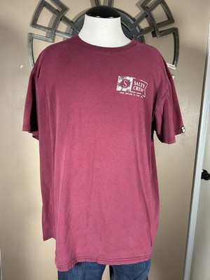 Salty Crew T-Shirt Men's Maroon Find Refuge in the Sea Large L
