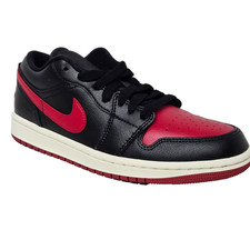 Nike Women's Air Jordan 1 Low Bred Sail Sneakers Shoes Black Red Size 6