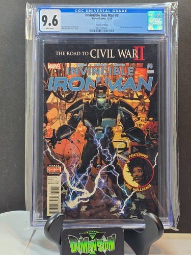 INVINCIBLE IRON MAN #9 CGC 9.6 2016 FEATURING RIRI WILLIAMS IRONHEART 2ND PRINT